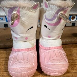 Unicorn Kids Boots - Pink and White
